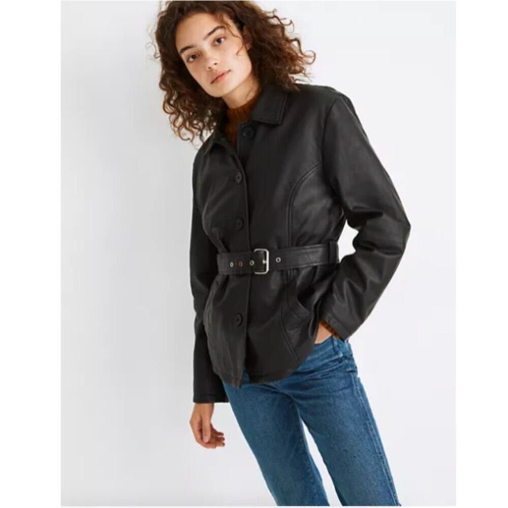 NWT DEADWOOD x Madewell Recycled Leather Tyra Tie-Waist Jacket